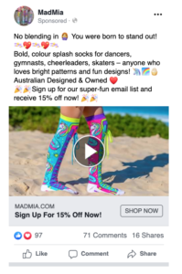 Example of an eye catching, engaging Facebook ad